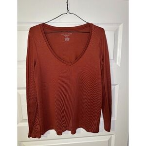 American Eagle Red Long Sleeve Top